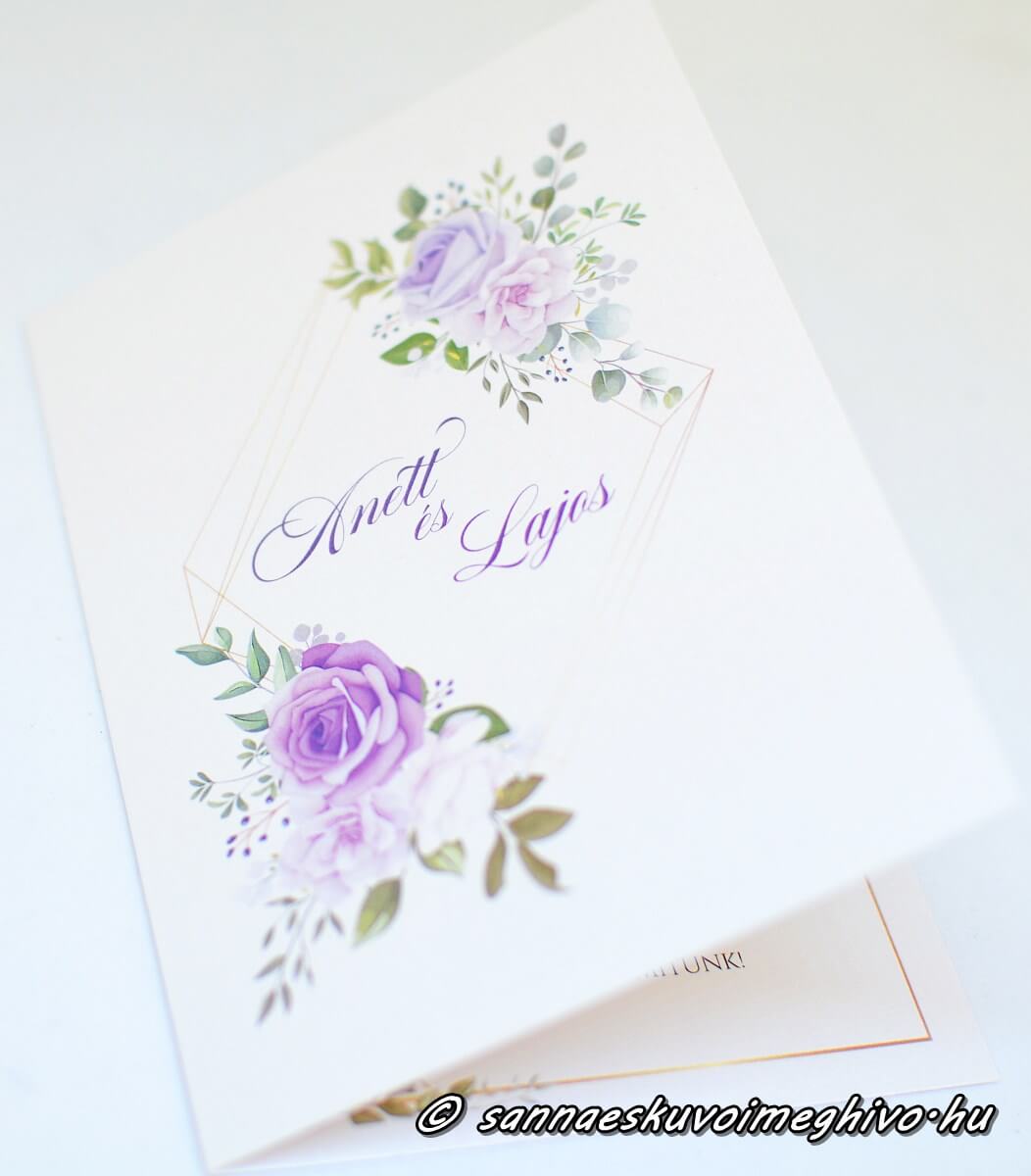 geometrikus-viragok-eskuvoi-meghivo-sannaeskuvoimeghivo-2502151 Geometriuks sokszögek lila virágok a meghívó első oldalán