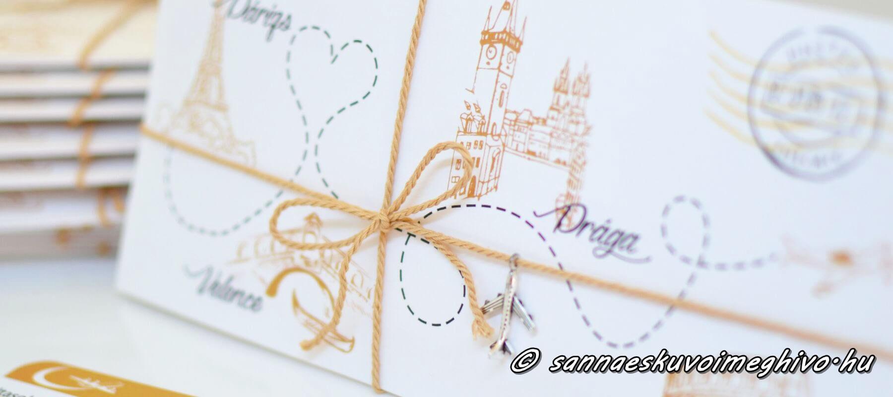 Beszállókártya esküvői meghívó