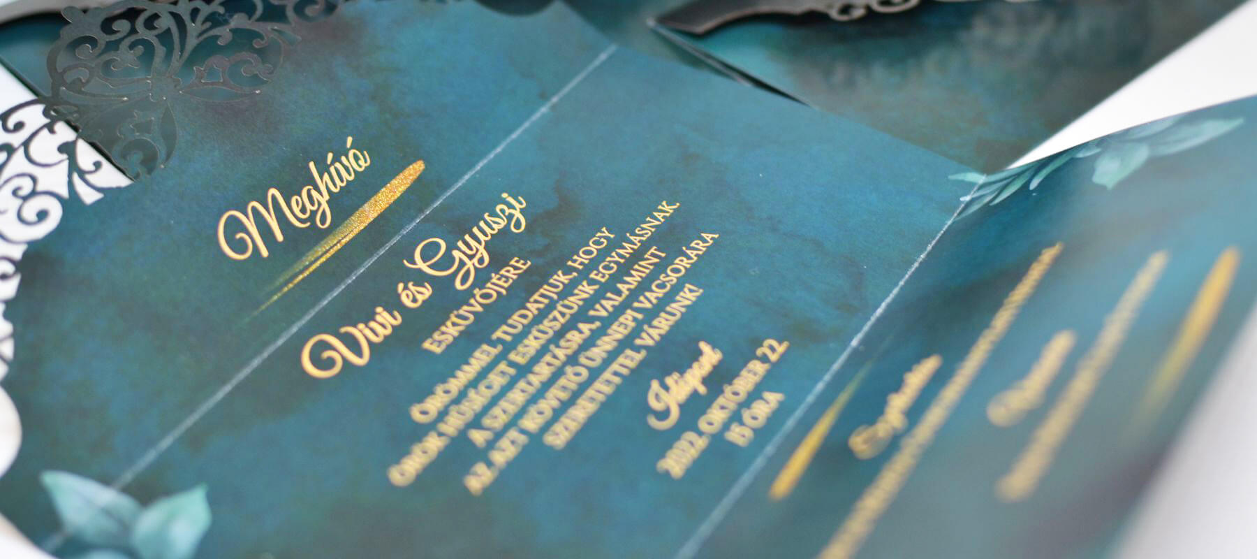 Inkák aranya esküvői meghívóm