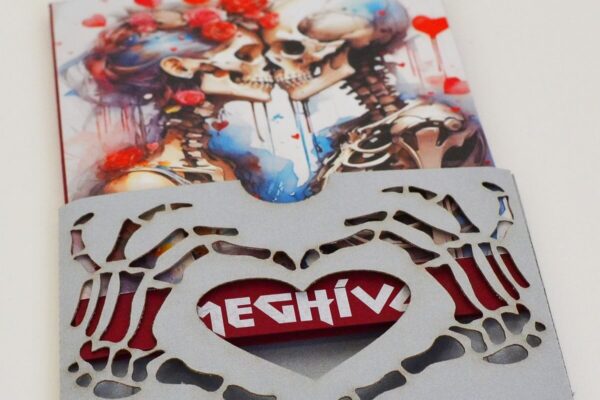 Hard rock esküvői meghívóm szürke tok és első oldal