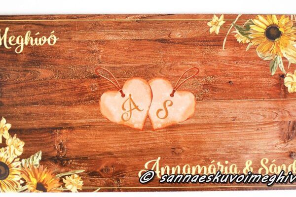 Vintage pajta meghívóm famintájú virágokkal díszített papír tokja