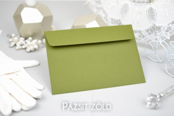 Esküvői boríték egyenes záródás pázsitzöld