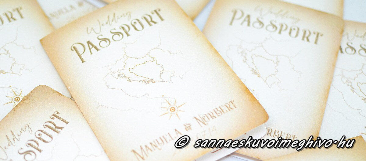 Vintage hangulatú Útlevél meghívók