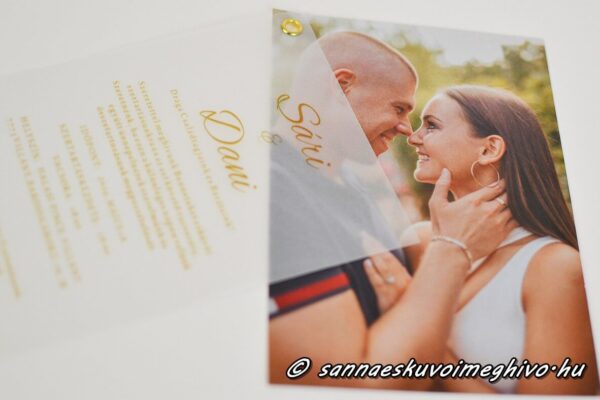 Fényképes esküvői meghívó pauszpapír fedlappal